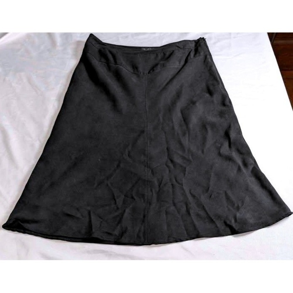 Brandon Thomas/A-Line Skirt/Size 12/Black/Yoke Waist Midi Lined/Career/Side Zip